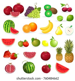 delicious set of fresh fruits and berries for your design