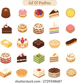 Delicioso conjunto de pasteles y postres