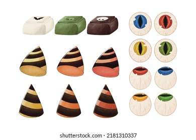 Delicious set of sweet treats for Halloween.  Watercolor style vector illustration. Elements to decorate on festivals or important days such as  Halloween, etc.
