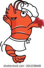 Delicious Shrimp Cartoon Character Vector