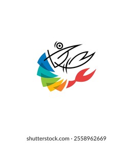 delicious shrimp and food logo, colorful design vector