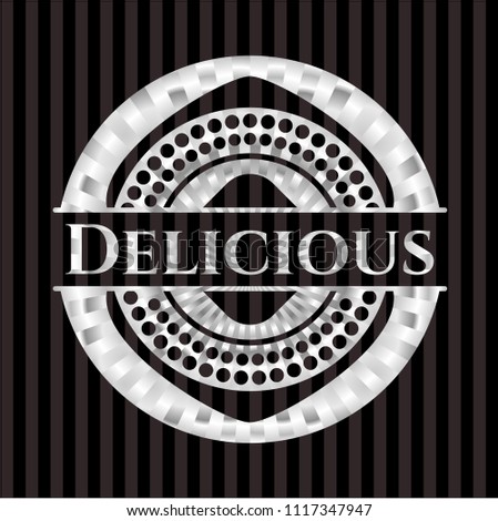 Delicious silver badge or emblem