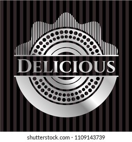 Delicious silver emblem or badge