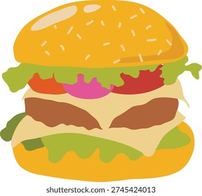Delicious, simple and colorful burger vector image