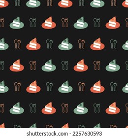 Delicious Slice Cake Party Vector Seamless Pattern se puede usar para el diseño de fondo y de ropa