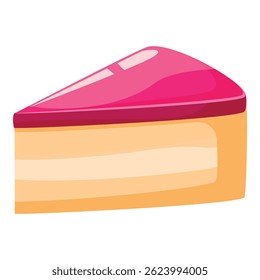 Delicious slice of cake with pink icing is waiting to be eaten