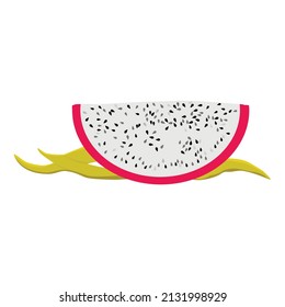 Delicious slice cut pitahaya dragon fruit isolated on white background. Vector