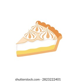 Delicious Slice of Lemon Meringue Pie with Toasted Meringue Topping and Golden Crust Illustration