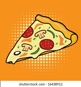 porción deliciosa de pizza de setas de pepperoni en formato vectorial