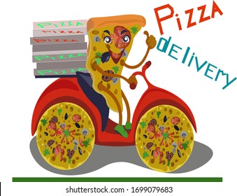 Una deliciosa porción de pizza montada en un ciclomotor