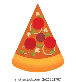 Delicious slice of pizza with tomatoes, mushrooms, and sausage toppings on white background
