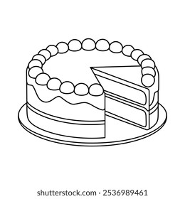 Delicioso pastel en rodajas o pudín. Pieza de arte de una sola línea de postre de comida dulce. Ilustración vectorial