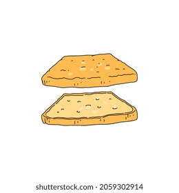 Delicious sliced toast or sandwich bread in hand drawn sketch style, vector illustration isolated on white background. Slices of bread for sandwich menu.