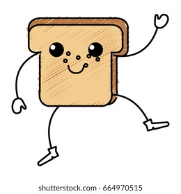delicious slices bread kawaii character