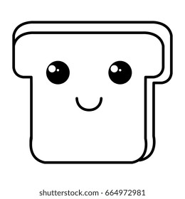 delicious slices bread kawaii character