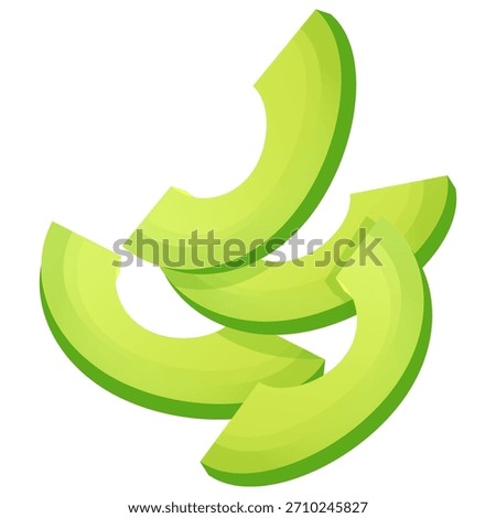 Delicious slices of green avocado floating in the air