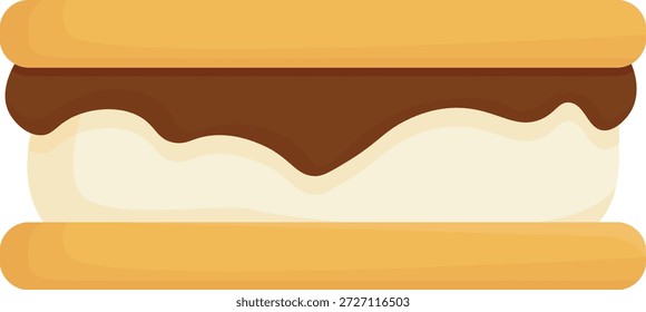 Delicioso S'mores e conjunto de vetor de sobremesa Campfire, ilustração plana de marshmallow torrado Graham Crackers e barras de chocolate para projetos de acampamento de verão