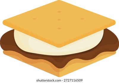 Delicioso S'mores e conjunto de vetor de sobremesa Campfire, ilustração plana de marshmallow torrado Graham Crackers e barras de chocolate para projetos de acampamento de verão