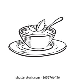 Delicious Soup Creme    hot nutrition vegetable healthy    graphic isolated set  line art    Cartoon Food Illustration