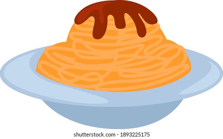 Delicious spaghetti, illustration, vector on white background