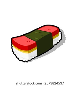 Delicious Spam Musubi Vector Illustration Isolated