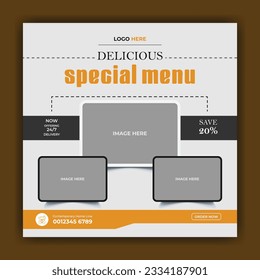 Delicious special menu concept banner template design. Discount abstract promotion layout design