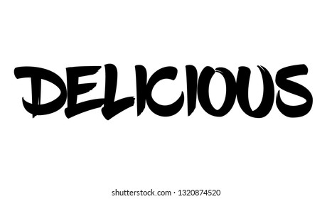 delicious stamp on white background. Sign, label, sticker.