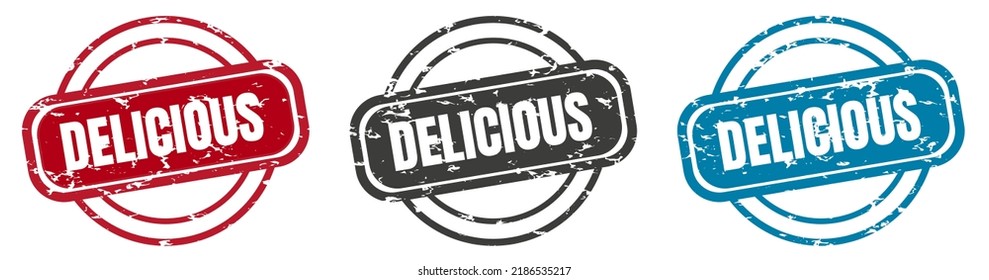 Delicious stamp. delicious round isolated sign. delicious label set