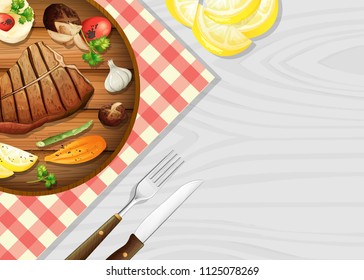 Delicious Steak on Table illustration