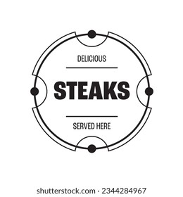 Delicious Steaks served here vintage stamp