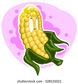 Delicious steamed corncob topped with melting butter on pink background
