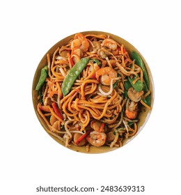 Delicious and steaming hot noodles served in a beautifully crafted bowl, garnished with fresh vegetables, herbs, and savory sauces. These versatile noodles can be enjoyed in a variety of cuisines, fro