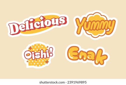 Delicious sticker illustration, badge, patch. Vector illustration on white background. Hand-drawn graphics.