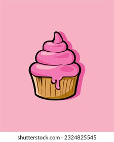 delicious strawberry cake illustration icon design, strawberry cake icon, cake logo, logo for retaurant