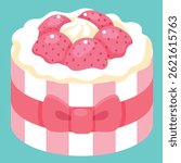 Delicious Strawberry Cake with Pink Frosting and Fresh Strawberry
