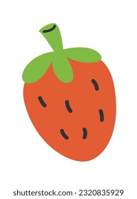 Delicious strawberry. Flat cartoon style vector illustration isolated on white background.