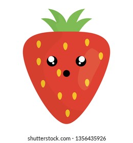 delicious strawberry fruit kawaii character