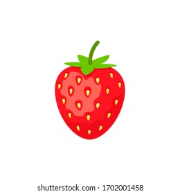 Delicious strawberry icon flat design. Vector illustration isolated on white background