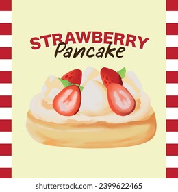 Delicious Strawberry Pancake Illustration 2