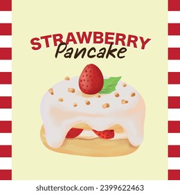 Delicious Strawberry Pancake Illustration Set 4