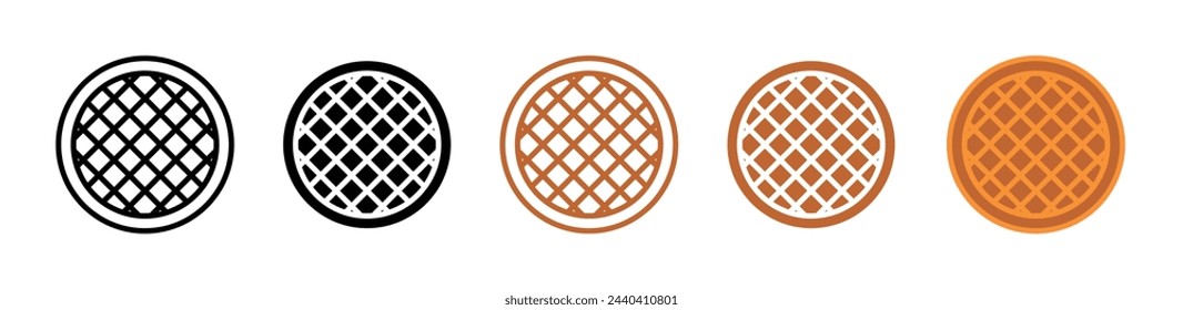 Delicious Stroopwafel Snack Icons. Sweet Chocolate Cookie Vector Set