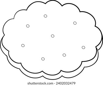 Delicious Sugar Shortbread Cookie Black and White Vector Line Art Illustration