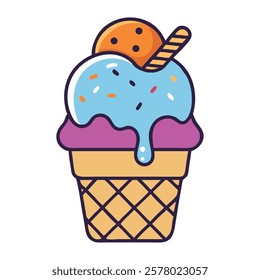 Delicious summer ice cream with multiple flavors