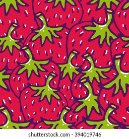 delicious summer seamless pattern with strawberry. Botanical ornament.