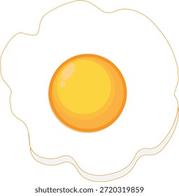 Delicious sunny side up fried egg with bright yellow yoke vector illustration.