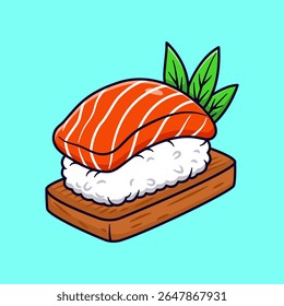 Delicious Sushi Food Illustration. Japanese Food Sushi Illustration. Flat Illustration Sushi. Japanese Traditional Food Illustration