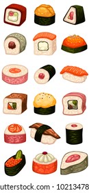 Delicious sushi and rolls