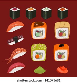 Delicious sushi and rolls Set for your design