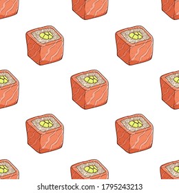 sushi delicioso sin soldadura con estilo pintado a mano