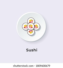 Delicious Sushi vector illustration from top view
